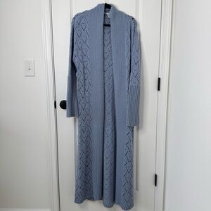 Eastside Westside vintage y2k Chunky knit Blue wool blend Long Cardigan XL